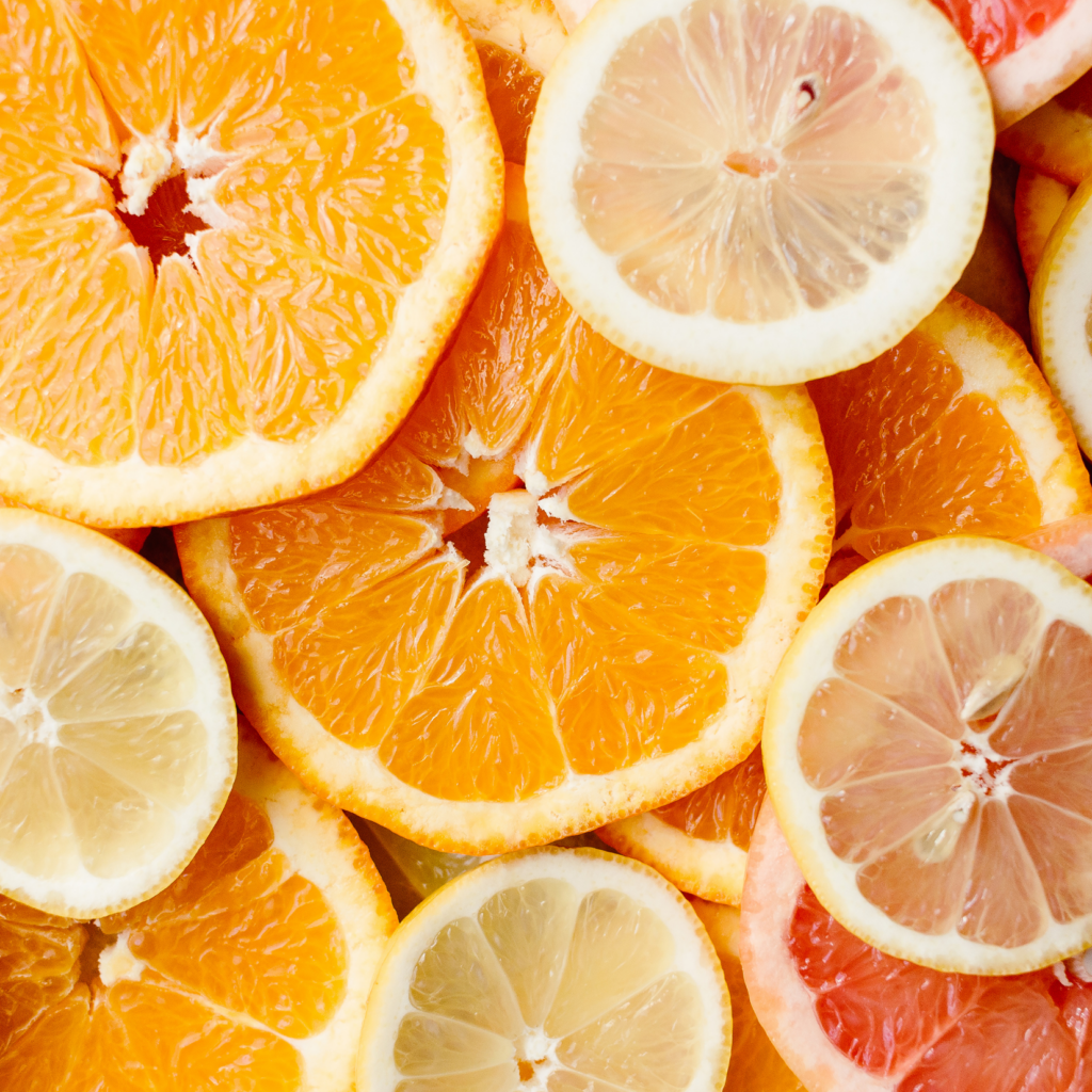 slices of citrus fruit including orange, lemon, grapefruit